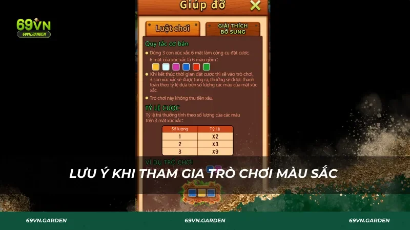 Lưu ý khi tham gia Trò Chơi Màu Sắc