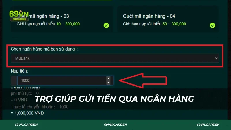 Trợ giúp tiền gửi qua ngân hàng